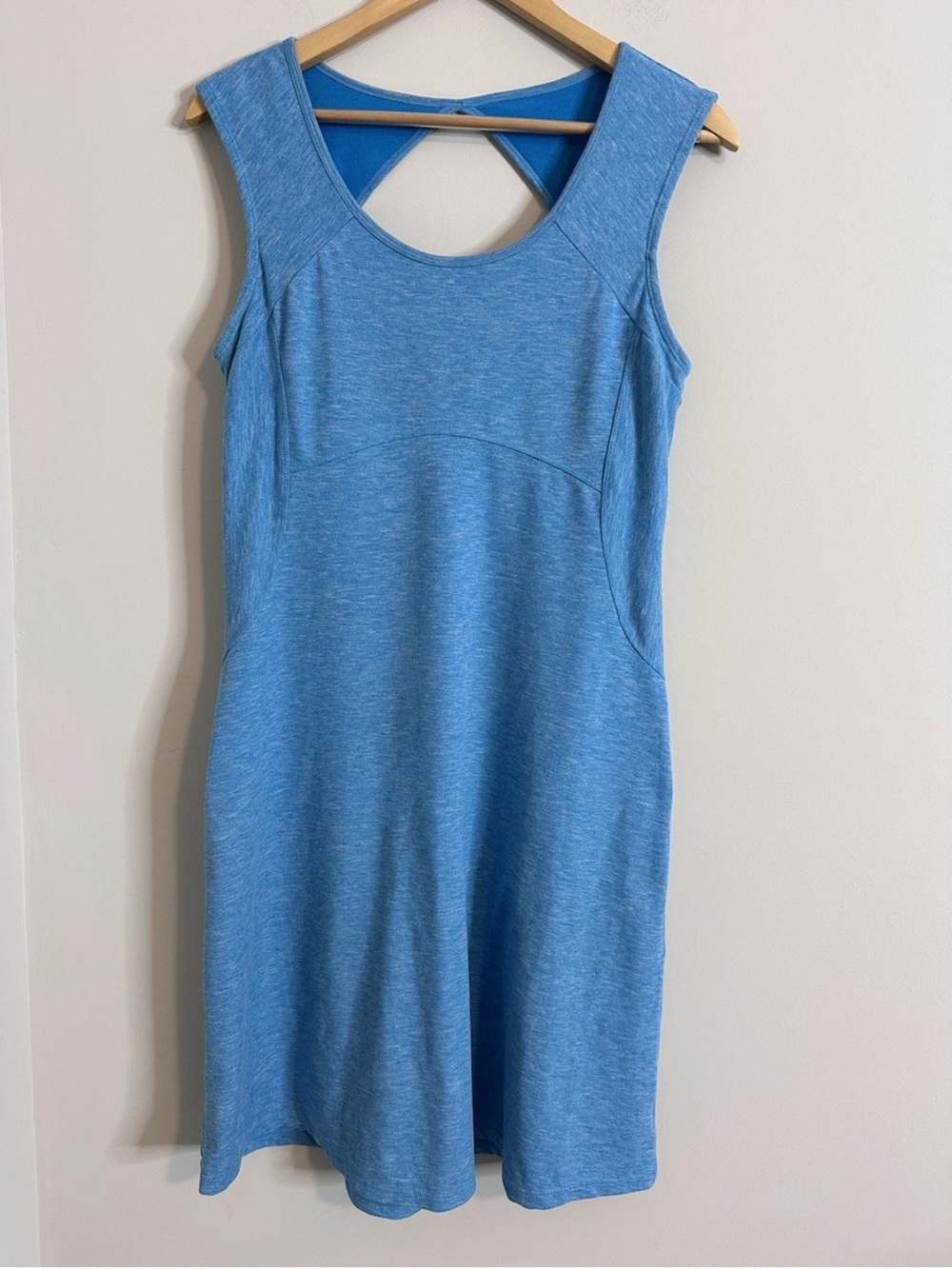 Prana Women's Medium Performance Calico Blue Athletic Dress with Cut Out Back